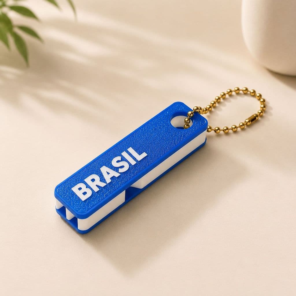 CHAVEIRO APITO BRASIL AZUL TORCEDOR FUTEBOL IMPRESSÃO 3D