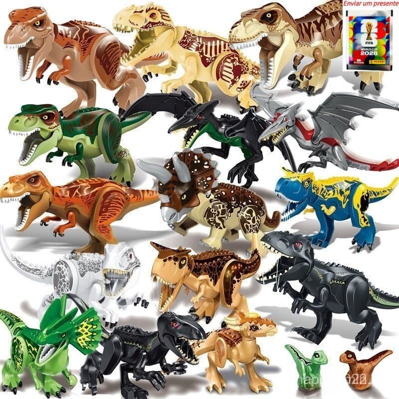 Grande 24-28cm Multicolorido Tiranossauro Rex Jurassic Park Dinossauro Boneca Blocos De Construção Educacionais Brinqued