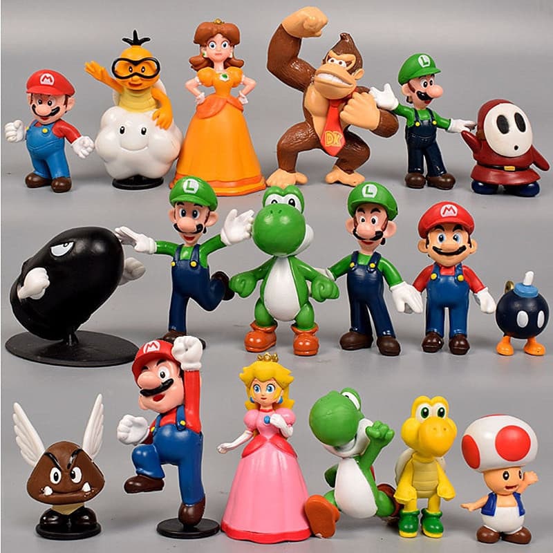 Super Luigi Bros Anime Figuras De Ação Bonecos De Pvc Brinquedos Infantis