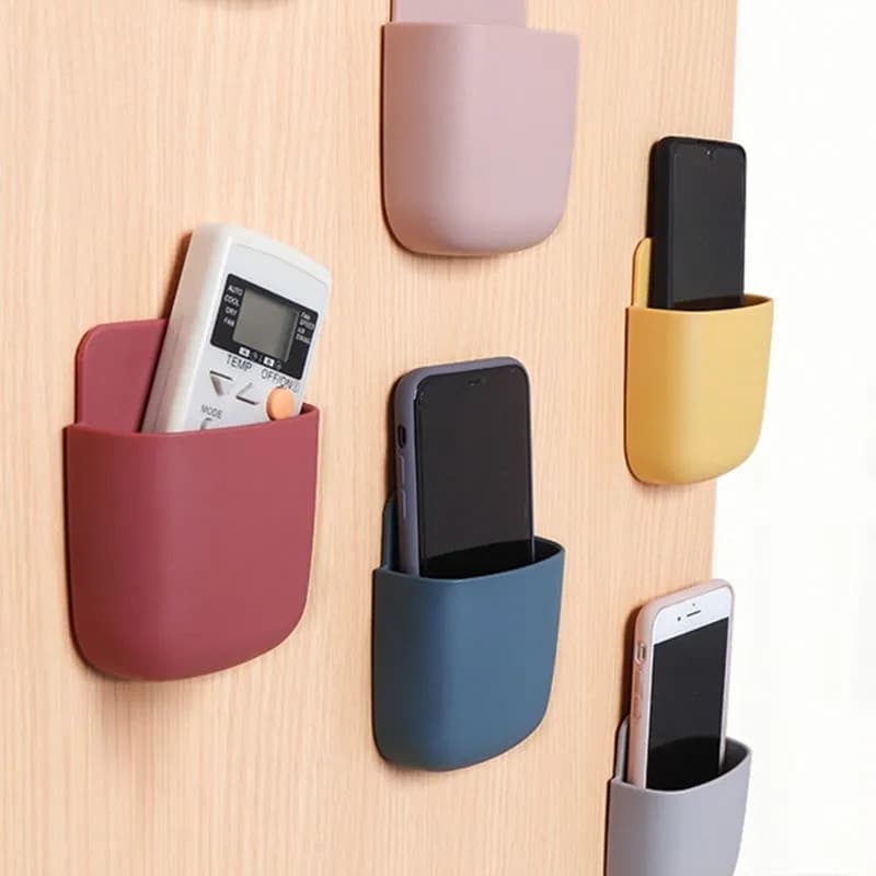 Caixa de Armazenamento Montada na Parede Multifuncional para Controle Remoto e Suporte para Telefone Móvel