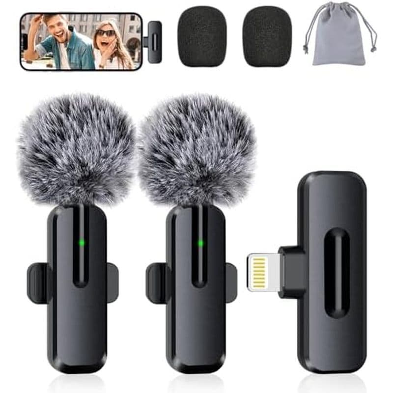 Mini Microfone Sem Fio Para iPhone , Android-De Lapela De 2 Pacotes Gravação De Vídeo , Com Redução De Ruído 2 Em 1 Ipad