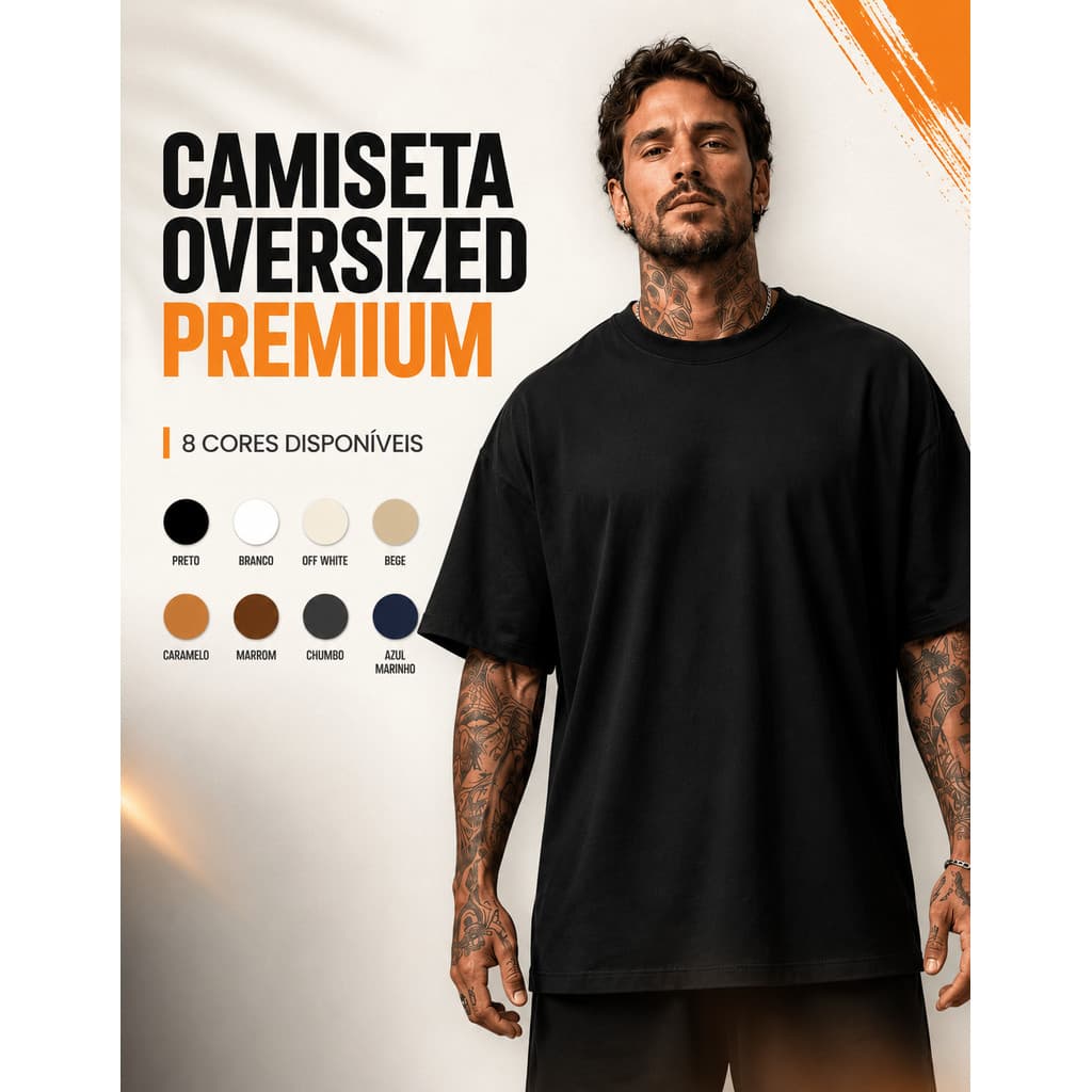 Camiseta Oversized Masculina Malhao Suedine Premium lisa Gola Alta Heavy Streetwear Academia Casual