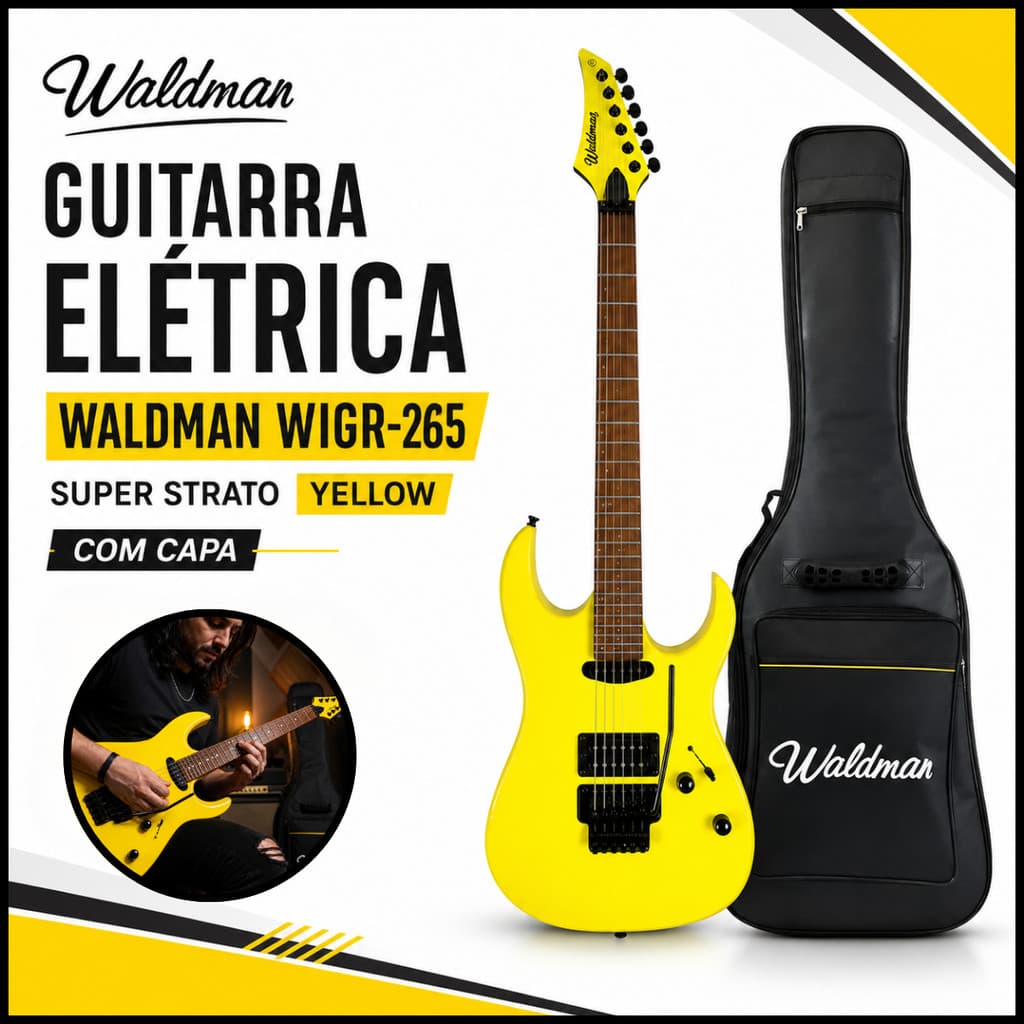 Guitarra Elétrica Waldman WIGR-265 Super Strato Yellow Com Capa