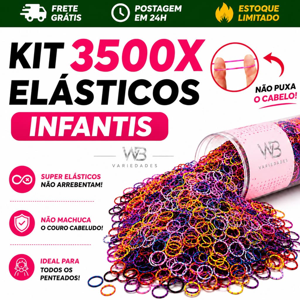 Kit 3500 Elásticos de Silicone Para Cabelo Feminino Colorido Em Tubo Envio 24h