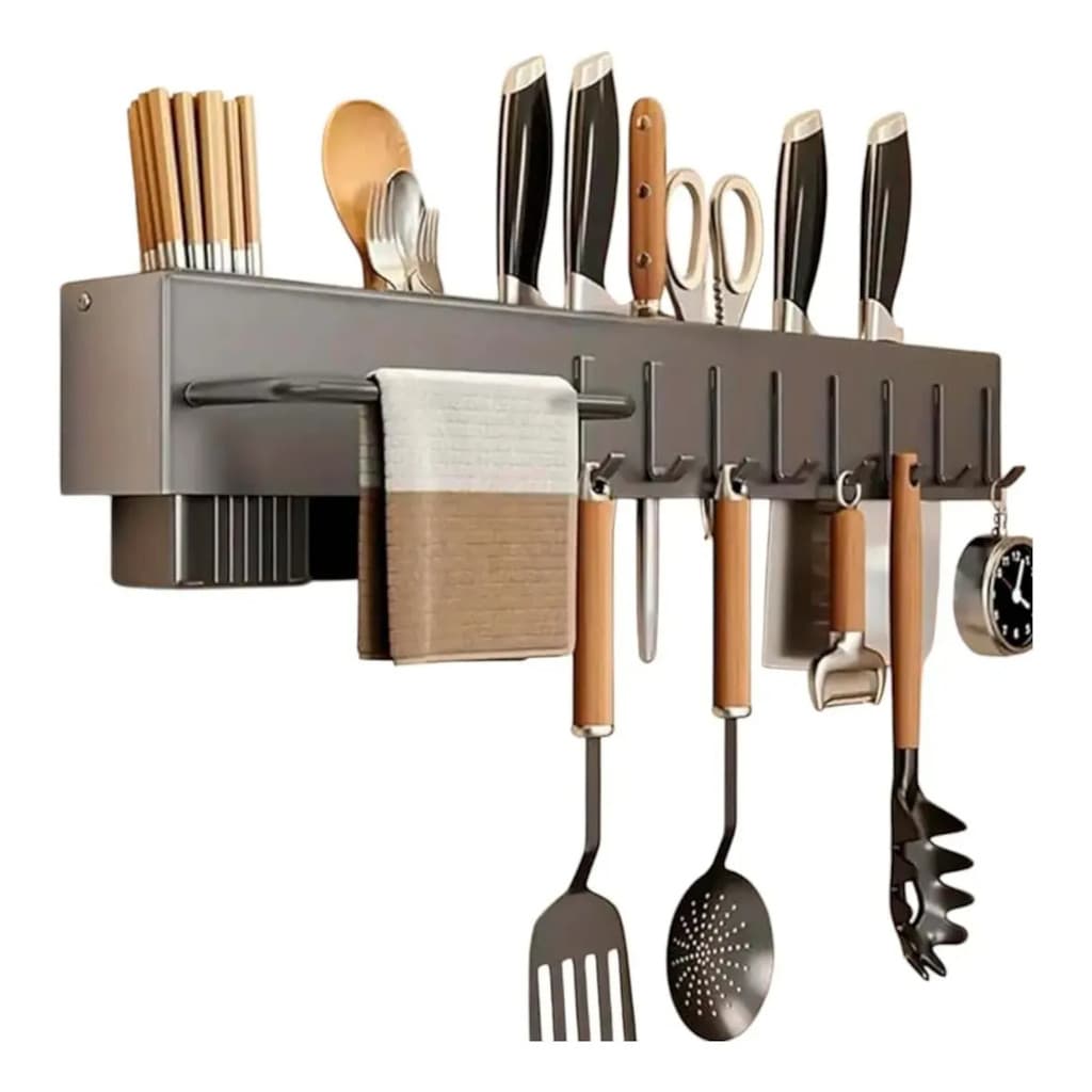 Suporte Organizador Cozinha Inox 8 Ganchos