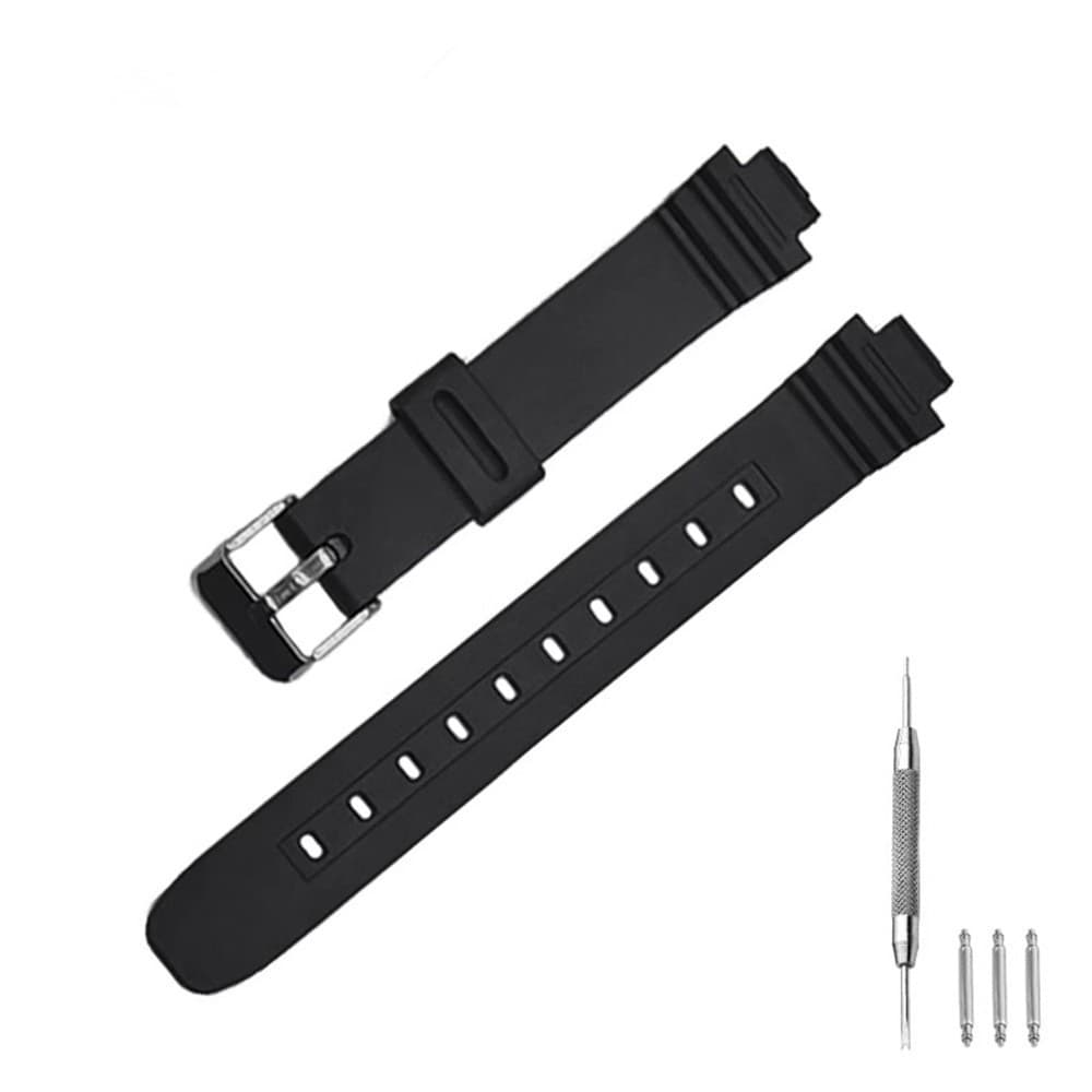 Pulseira De 10mm Para LA-20WH-20 Relógio Macio Feminino Senhora Pino Fivela Cinto Pulseiras Pretas