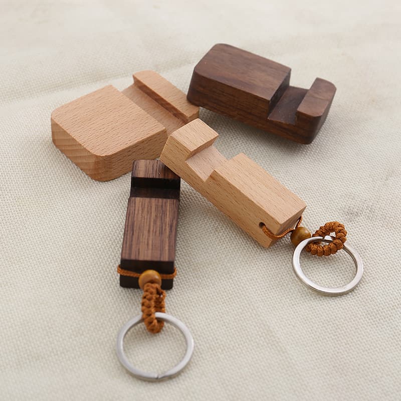 Suporte do telefone móvel chaveiro portátil pequeno de madeira Mini portátil criativo titular