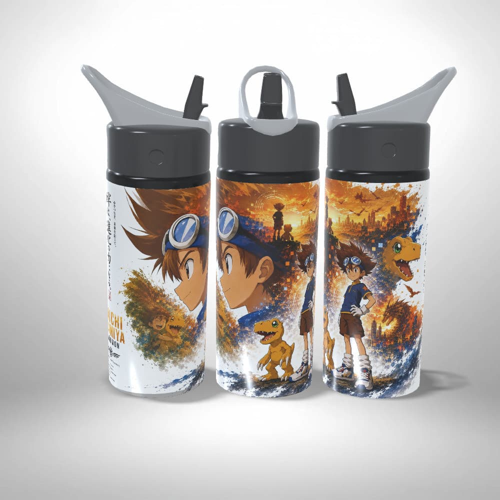 Garrafa Squeeze Personalizada - Digimon Tai Matt Tk Mimi Sora Kari Joe Izzy