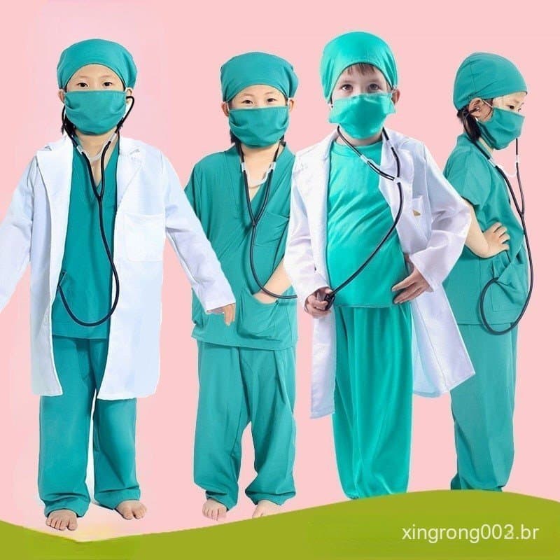 Fantasias de Médico e Enfermeiro para Crianças, Roupas de Cosplay para Meninos e Meninas, Traje para Festa e Brincadeira