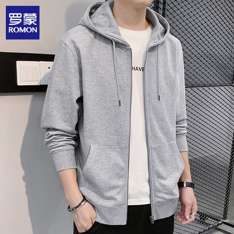 Lomon Cardigan Moletom Masculino Cinza Top 2026 Outono Novo Estilo Na Moda Casual Esportes Jaqueta Com Capuz Masculino