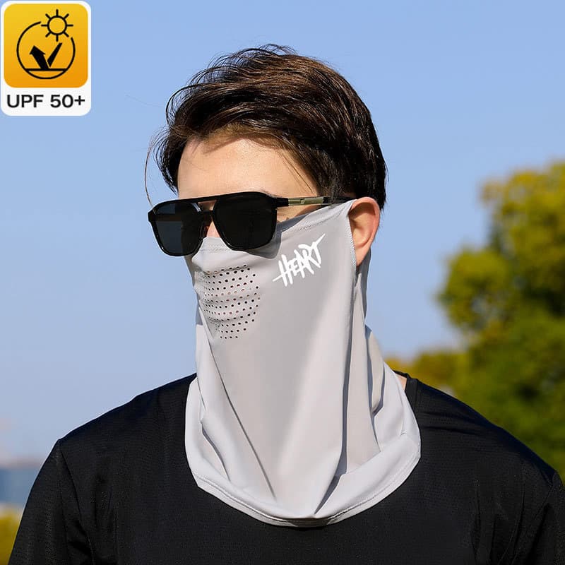 UPF50 + Máscara Facial Masculina Balaclava De Seda Gelada Ciclismo Motocicleta Proteção Solar Polaina De Pescoço
