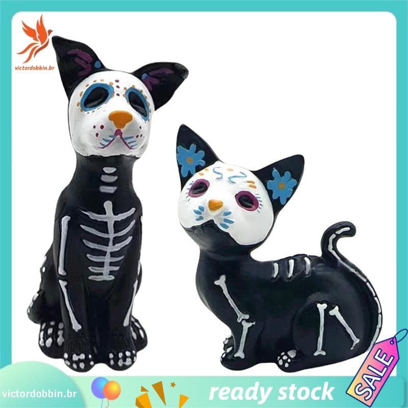 [victordobbin.br] Estátuas Do Dia Dos Mortos , De Halloween Animais , Artesanato Em Resina , Decorações