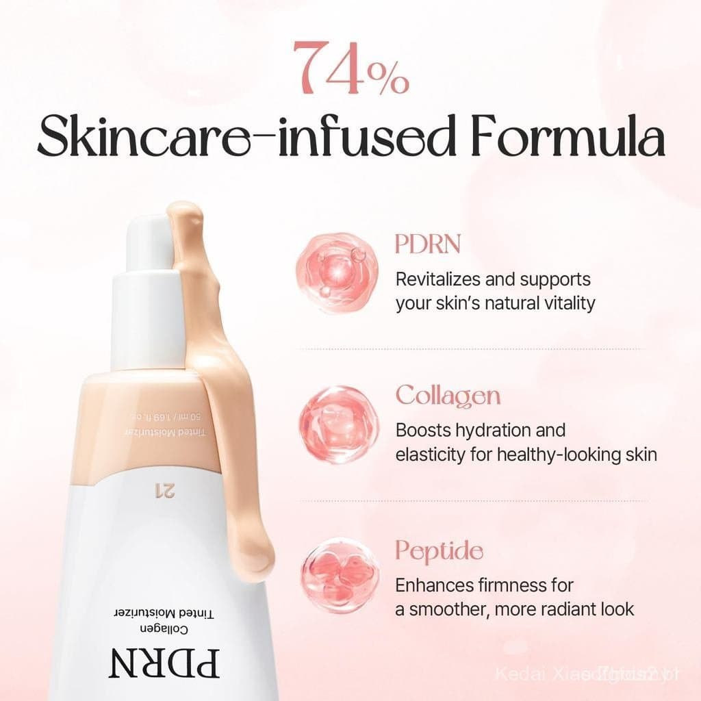 mixsoonPDRNCollagenTintedMoisturizer - Base com Infusão de PDRN de Arroz e Peptídeos, Hidratação Luminosa e Brilho Vibra