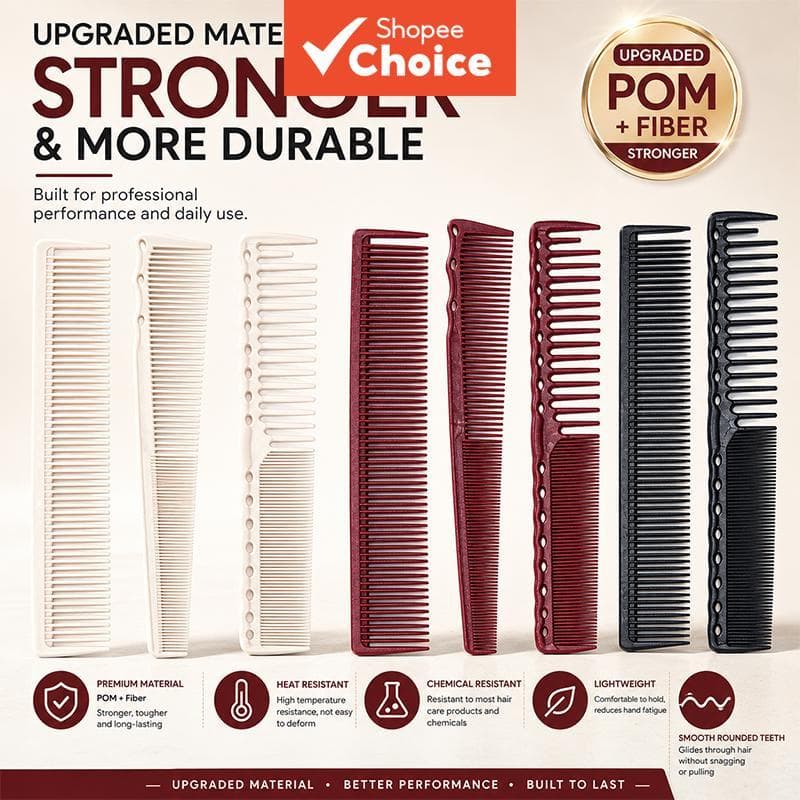 Conjunto Profissional de Pentes para Cabelo, 3 Cores, 3 Estilos, Pentes Desembaraçantes e de Separação de Salão para