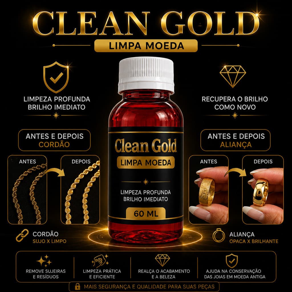 Produto Limpa joias moeda antiga cordão pulseiras anéis pingentes CLEAN GOLD 60ML Original