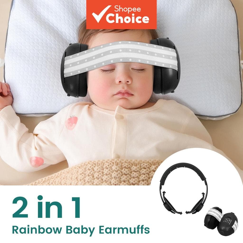 Protetores Auriculares 2 em 1 para Bebê com Cancelamento de Ruído, Proteção Auditiva Infantil Conversível com Faixa de