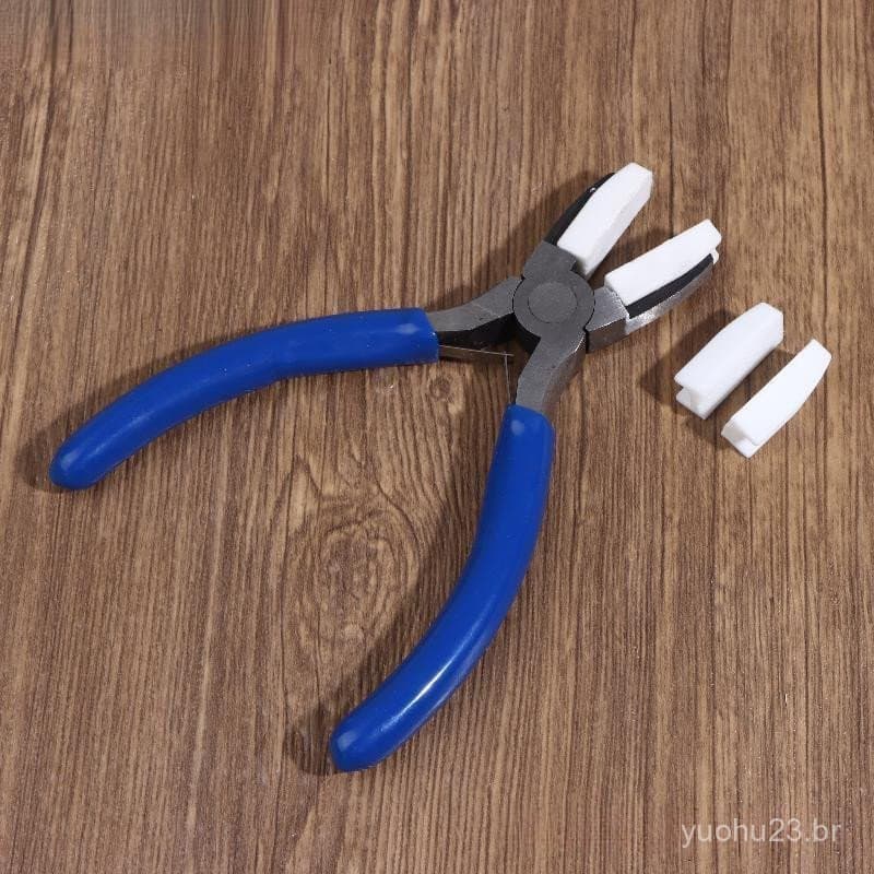 Alicate de nylon, alicate de bico chato em aço carbono, ferramenta DIY para modelagem de anéis de contas, perfuração e f