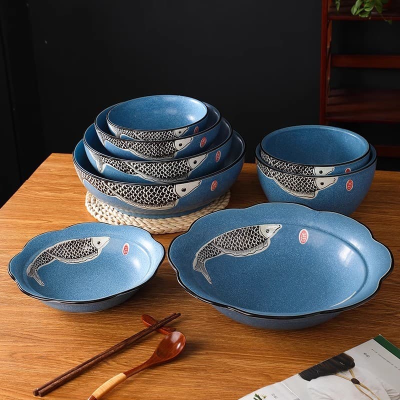 Bacia de sopa de cerâmica de tamanho grande, utensílios de mesa para Hotel, repolho em conserva, peixe, bacia especial,