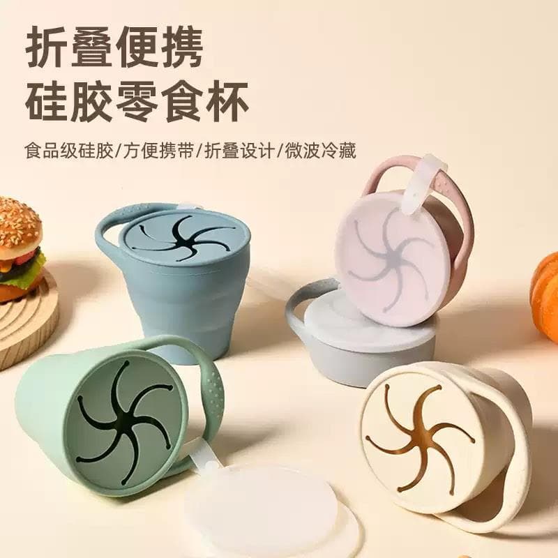 Bebê Must-have grau alimentício bebê Silicone lanche copo crianças ao ar livre portátil retrátil à prova de derramamento