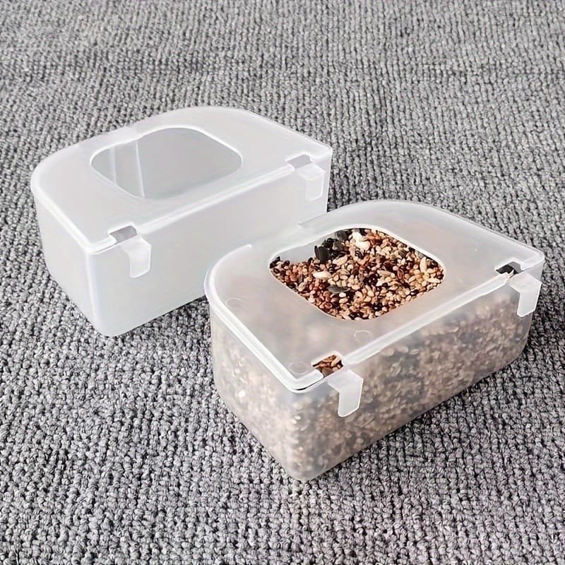 1 unidade de comedouro para papagaios, tigela de plástico para alimentação de pássaros, caixa de comida para pássaros à