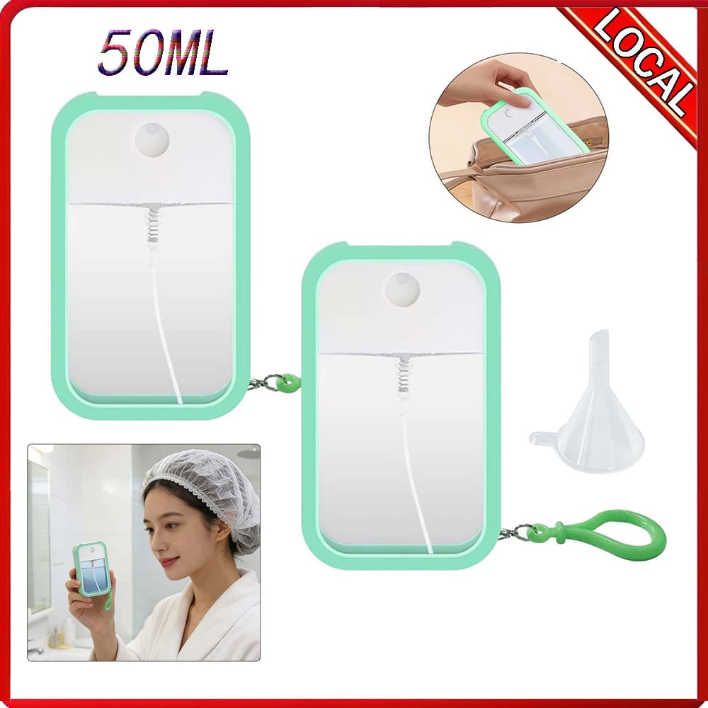 Frasco de Spray de cartão de 50ml, 2 peças, com caixa de silicone e funil, plástico ABS + Material de silicone durável