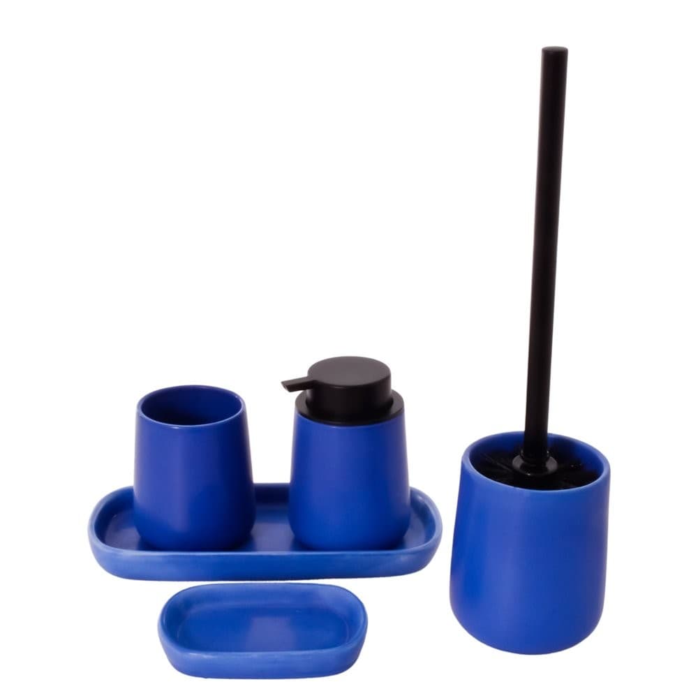 Conjunto para banheiro azul cobalto Mai Home Tati com 5 peças de cerâmica