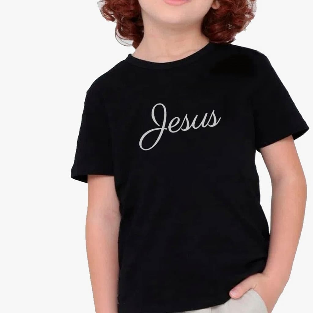 Camiseta Camisa blusa Infantil Preta jesus Algodão Premium KIDS