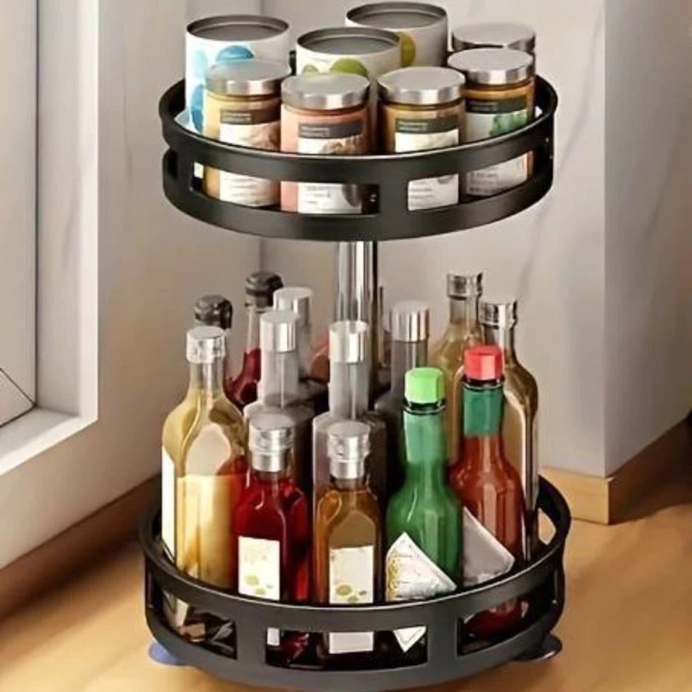 Organizador Tempero Condimentos Giratório Compacto Suporte Prateleira Cozinha Banheiro Produtos