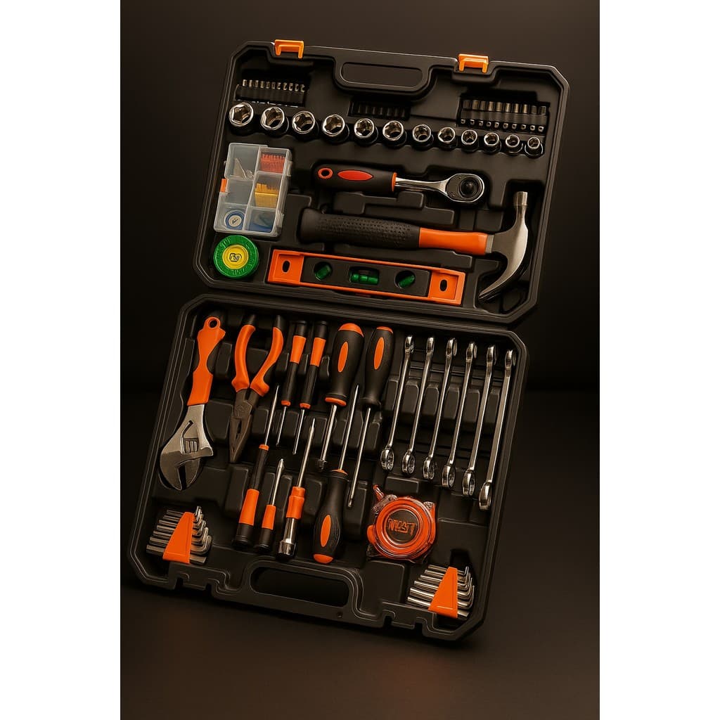 Caixa de Ferramentas 128 PCS Chave Universal Portatil Martelo Alicate Maleta Multiuso Chave de boca
