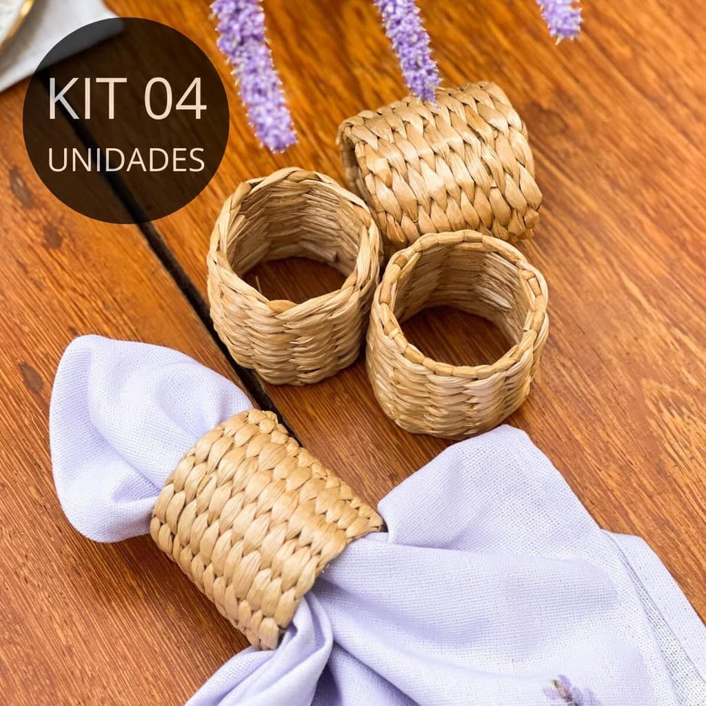 Kit 4 Anéis Porta Guardanapos para mesa posta - Coleção Jardim de Lavandas