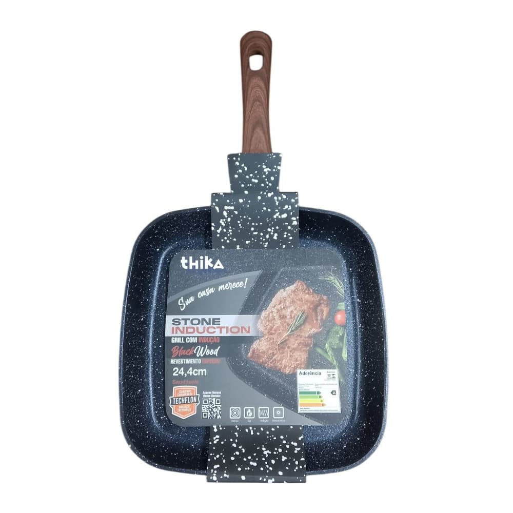 Frigideira Grill com Indução Quadrada 24,4cm - Preta