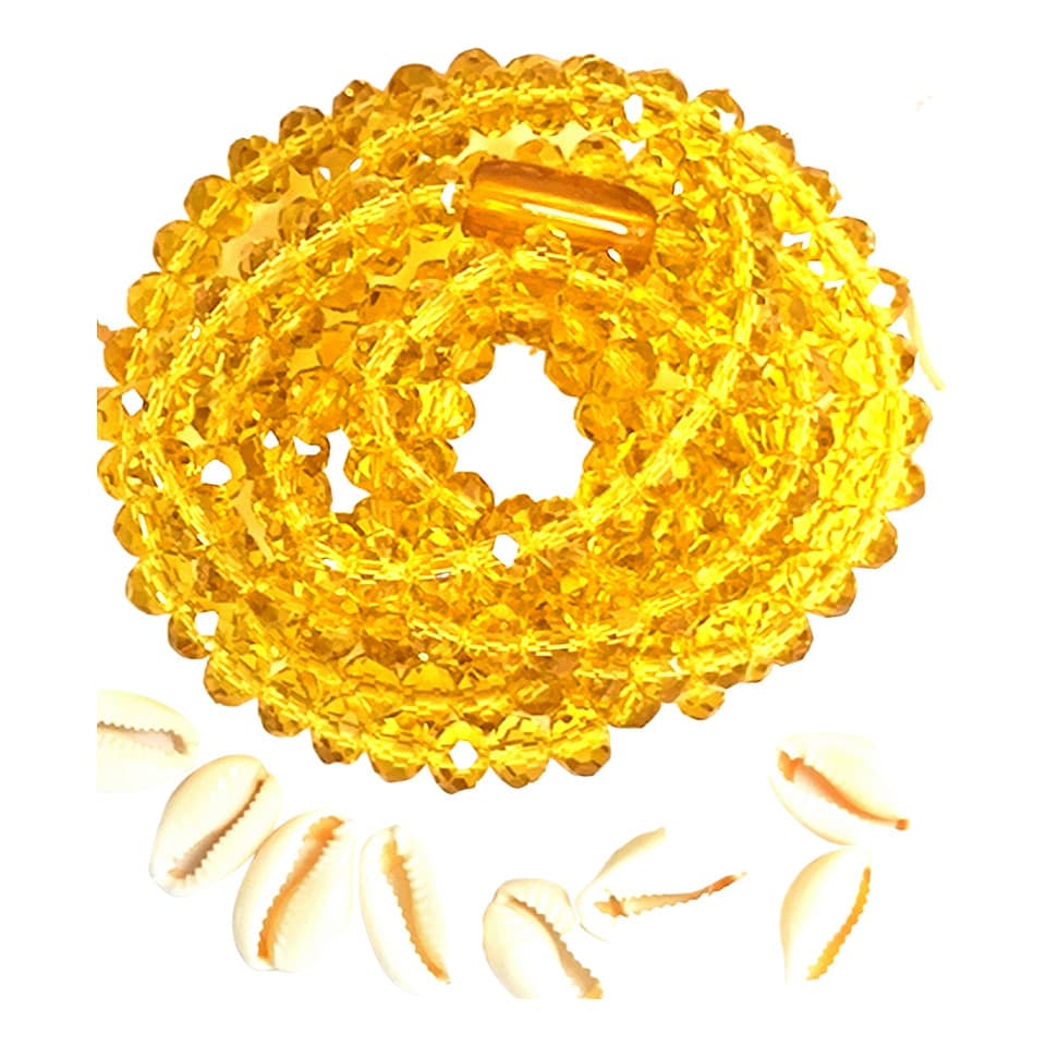Guia Amarela Cristal 147 Contas Oxum Umbanda Candomblé Amarelo