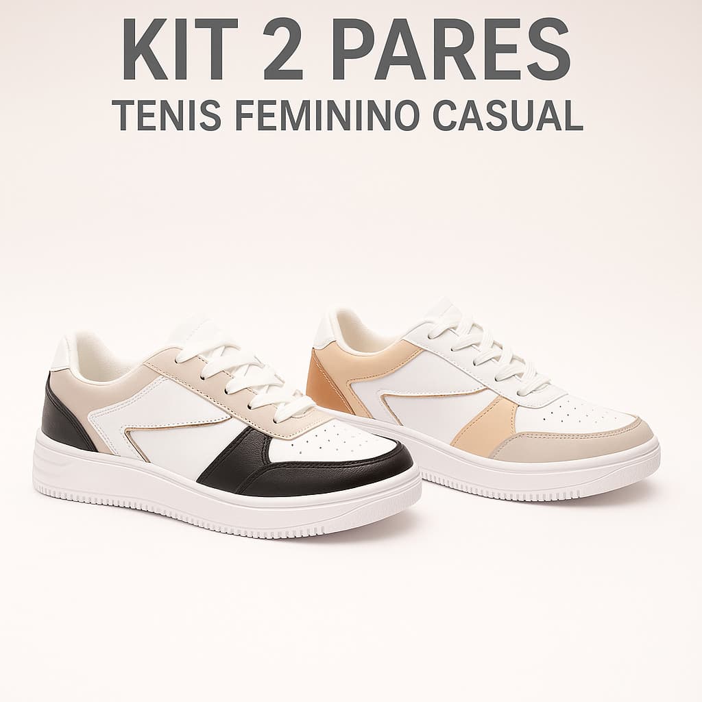 Kit 2 Pares Tênis Casual Solado Antiderrapante Versátil Elegante - Promoção Envio Imediato
