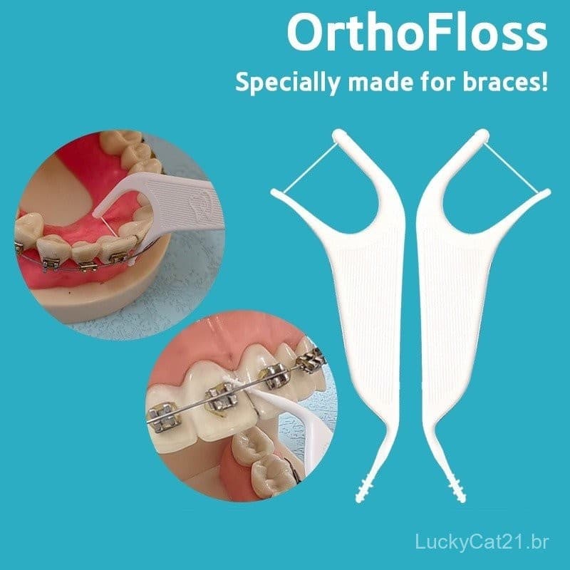 50 pcs/bag Ortho Floss para pacientes com aparelhos dentários