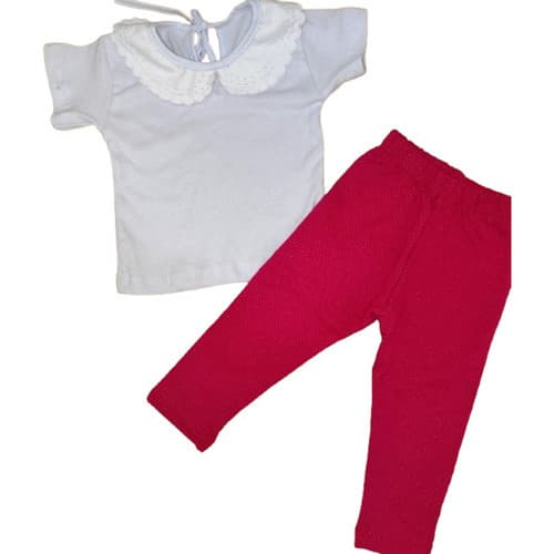 Conjunto De Bebê Menina 6 A 9 Meses Gola Bordada Roupa Bebe