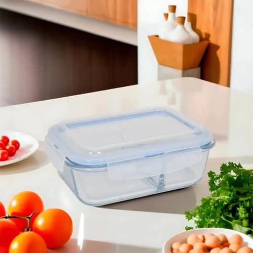 Pote Hermetico Vidro Divisoria Compartimento 1520ml Conservacao Alimentos Frescos