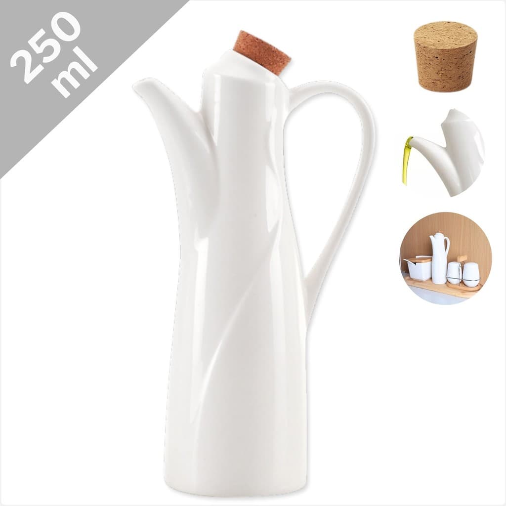 Azeiteiro Oásis 250ml Cerâmica com Tampa Cortiça para Mesa Posta