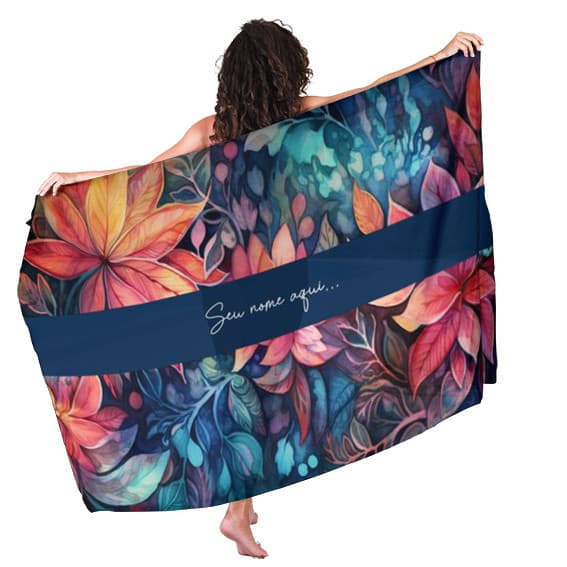 Canga Saida de Praia com nome personalizado 90x140cm