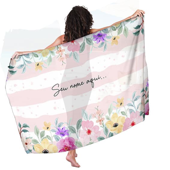 Canga Saida de Praia com nome personalizado 90x140cm