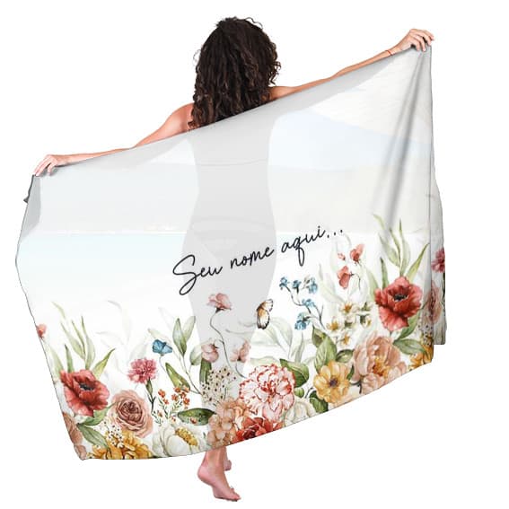 Canga Saida de Praia com nome personalizado 90x140cm