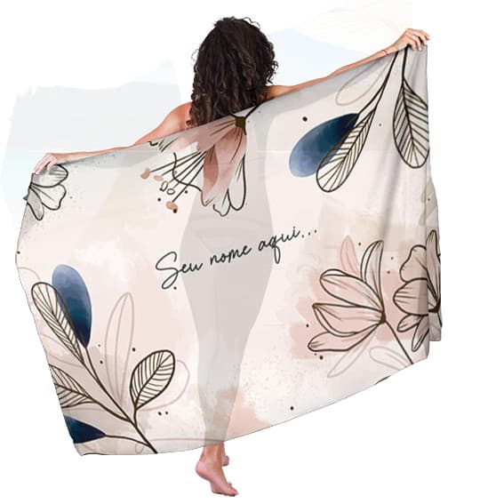 Canga Saida de Praia com nome personalizado 90x140cm