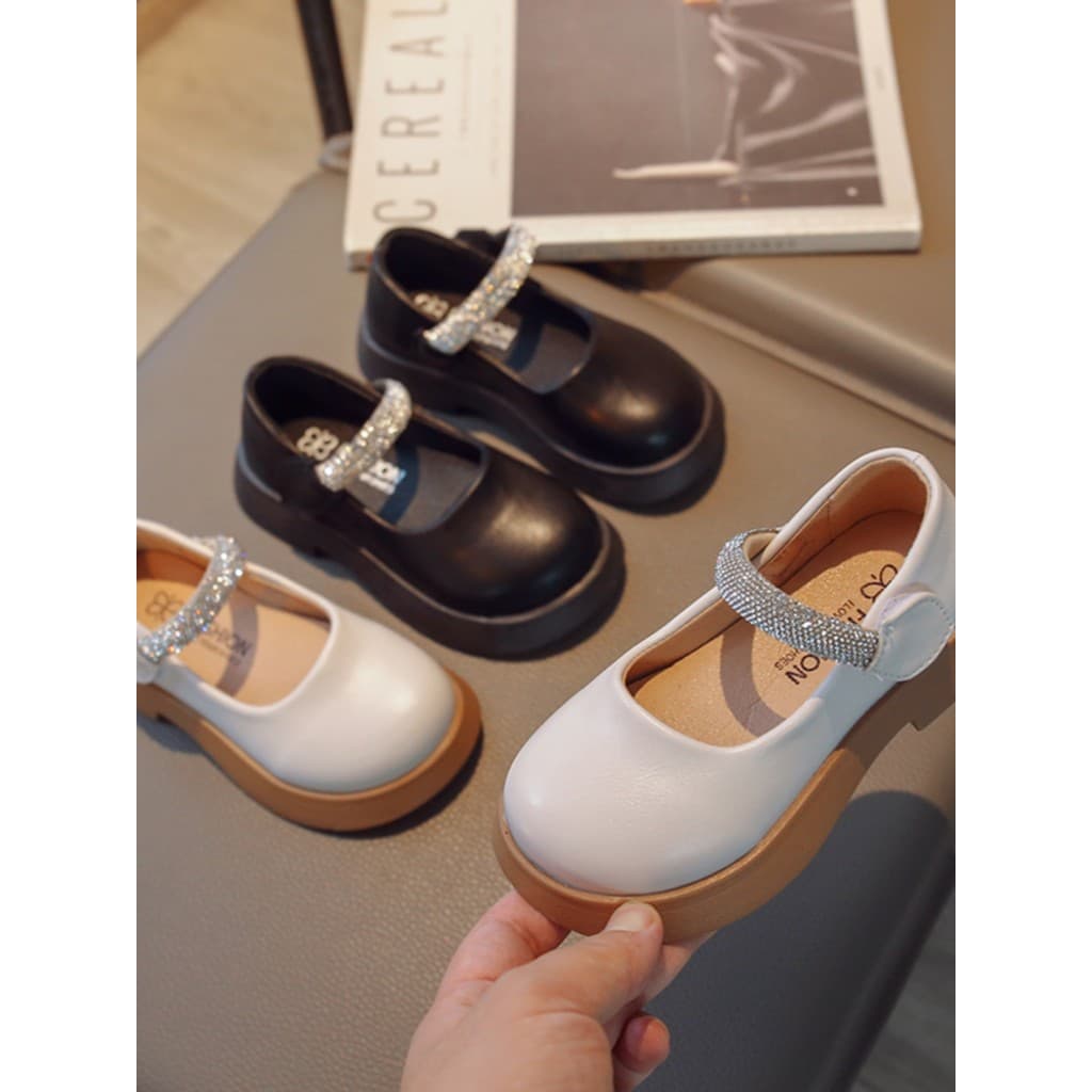 Meninas sapatos de couro 2024 primavera novo estilo sapatos infantis meninas sapatos de princesa de sola macia versão co
