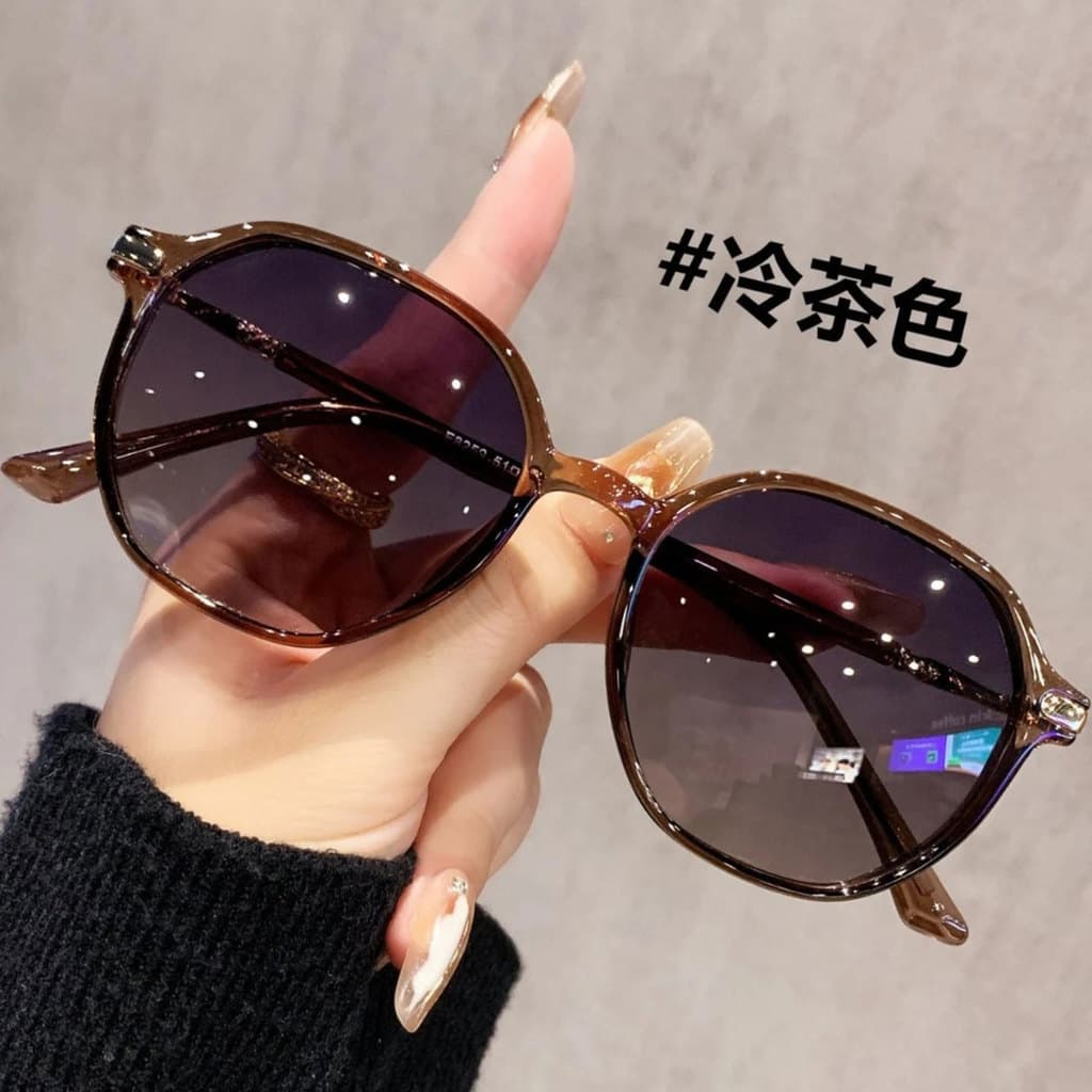 Qiangole 2026 novo estilo moda Anti-ultravioleta protetor solar marrom polarizado óculos de sol temperamento feminino óc
