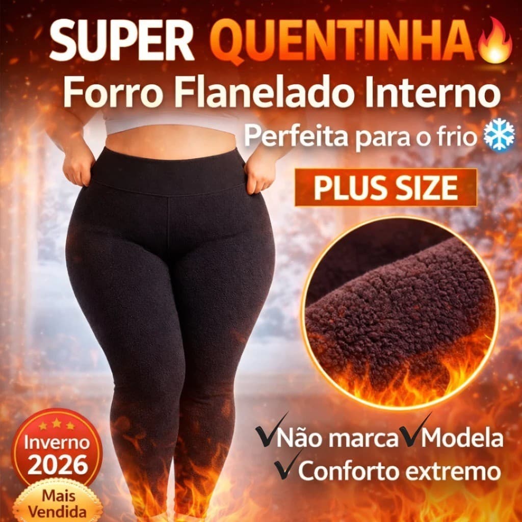 KIT2 Meia-Calça Legging Térmica PLUS SIZE Peluciada Grossa Cintura Alta Modeladora Inverno Confortavel