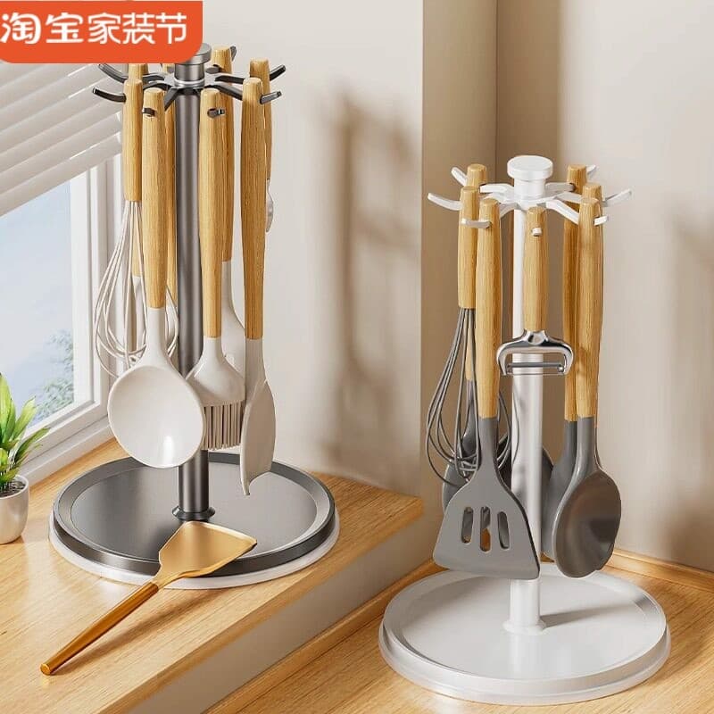 Bancada rotativa espátula rack cozinha pendurado colher espátula rack gancho titular utensílios de cozinha colher rack a