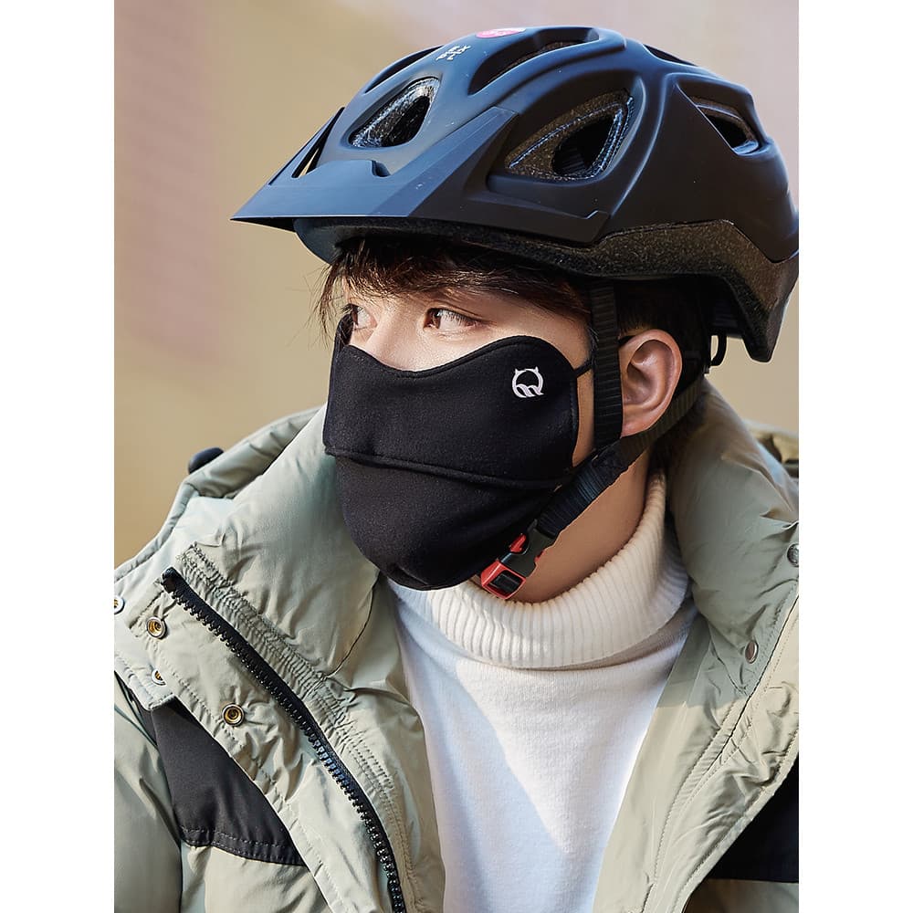 Outono inverno velo-forro de lã respirável remendo roupas Stand-Up máscara à prova de frio masculino preto todos @