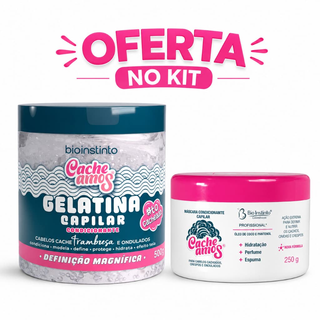 kit Gelatina para cabelo cacheado + Máscara de hidratação Cabelo Cacheado Crespo e ondulado Alta Definição