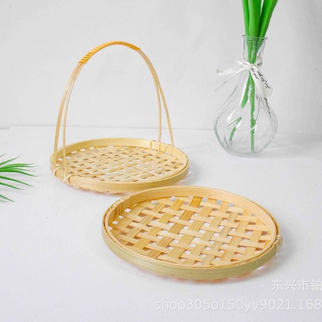 Peneira de bambu com furo médio Pá de lixo redonda Orifício Extra grande Peneira de amendoim Bambu Amarelo Produtos de b