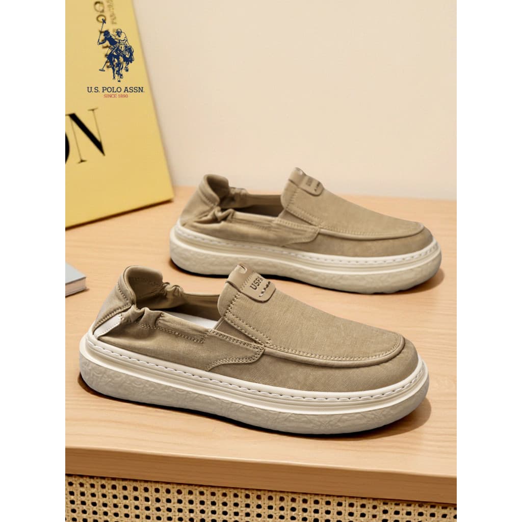 USPOLO.ASSN.Peas Sapatos Masculinos 2026 Novo Estilo Verão Respirável Sapatos de Pano Fino Mocassins Masculinos Deslizan
