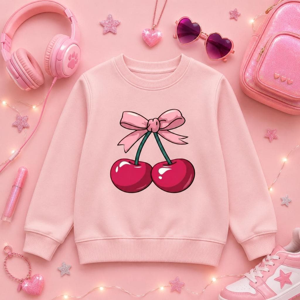 MOLETOM INFANTIL MENINA DE ALGODÃO ESTAMPA CEREJA